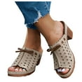 thumbnail image 1 of Chunky High Heels Slipper Sandals for Women Ladies 2025 Summer Bow Open Toe Dress Slides Casual Slip-on, 1 of 5