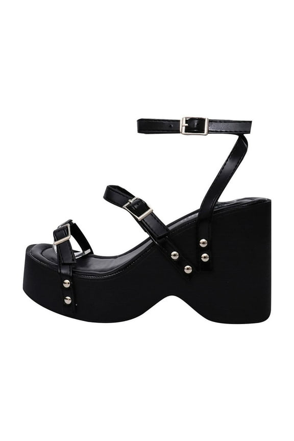 Chunky High Heels for Women Dressy Elegant Strap Slingback Wedge Sandals Summer Party Evening Pump Shoes Thick Sole