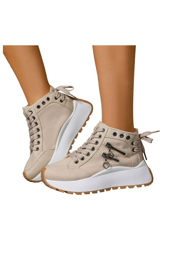 Chunky High Top Fashion Sneakers for Women Fashion Punk Studded Platform Denim Canvas Casual Walking Shoes