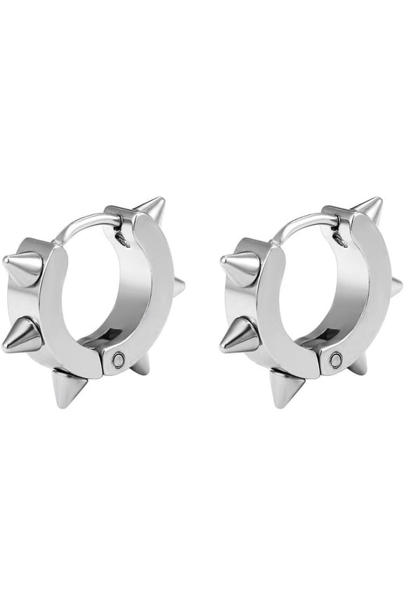 Chunky Hoop Earrings for Men Women, Skull/Infinity Pattern, Spike/Cuban Links 4 Design Options, Black/18K Gold Plated 316L Stainless Steel, Lightweight Earrings, Come Gift Box