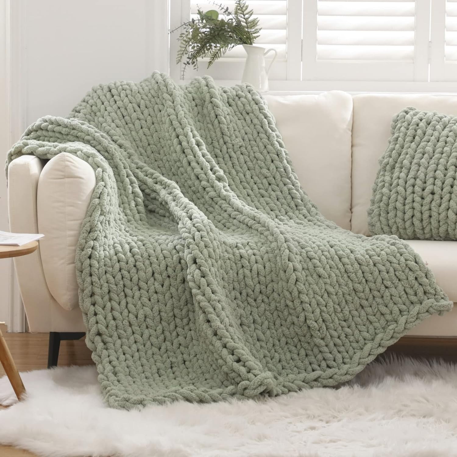 Chunky Knit Blanket Throw Knitted Throw Blankets for Couch Bed Fluffy