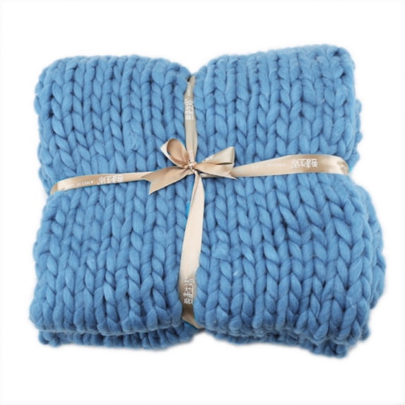 Chunky Knit Blanket Throw, Soft Acrylic Fibres Throw Blanket, Handmade Thick Cable Knit Crochet Blanket, Large Knit Blanket Chunky Yarn, Rope Knot Throw Blanket for Couch Home Decor