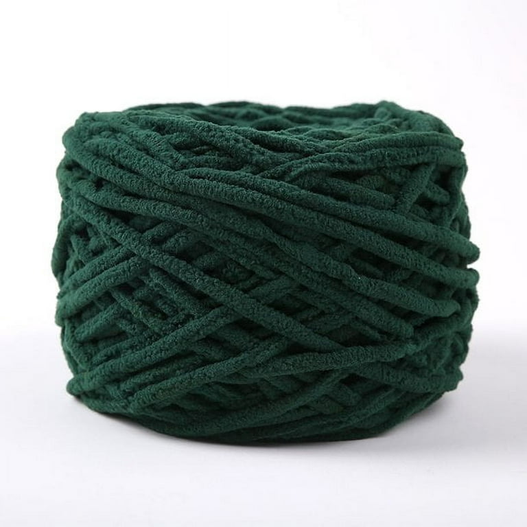 Chunky Knit Chenille Yarn Soft Velvet Yarn Crochet Knitting Blanket Yarn DIY Craft for Knit Sweaters, Blankets, Shoes, Scarves, Clothes, Green