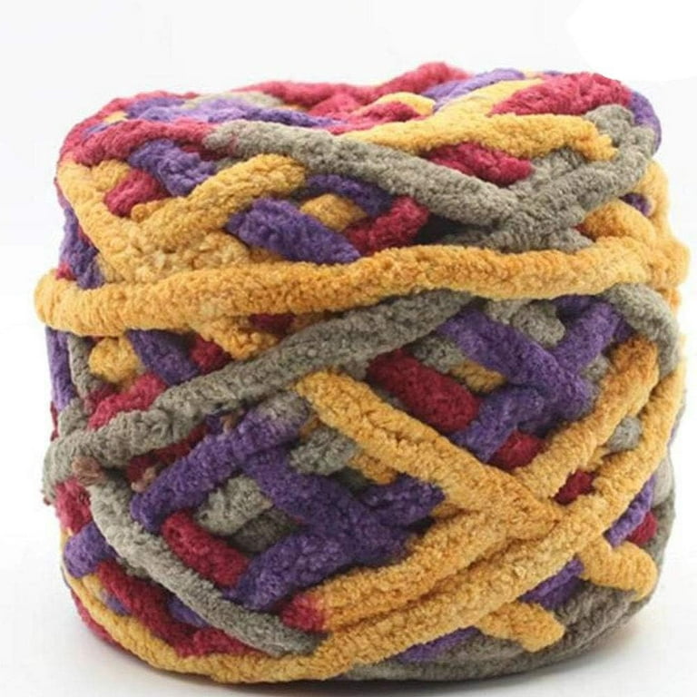 Chunky Knit Chenille Yarn Soft Velvet Yarn Crochet Knitting Blanket Yarn DIY Craft for Knit Sweaters, Blankets, Shoes, Scarves, Clothes