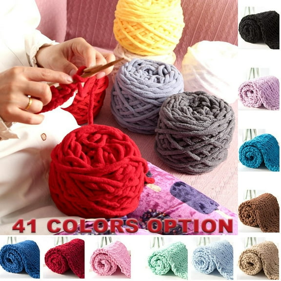 Chunky Knit Chenille Yarn Soft Velvet Yarn Crochet Knitting Blanket Yarn DIY Craft for Knit Sweaters, Blankets, Shoes, Scarves, Clothes