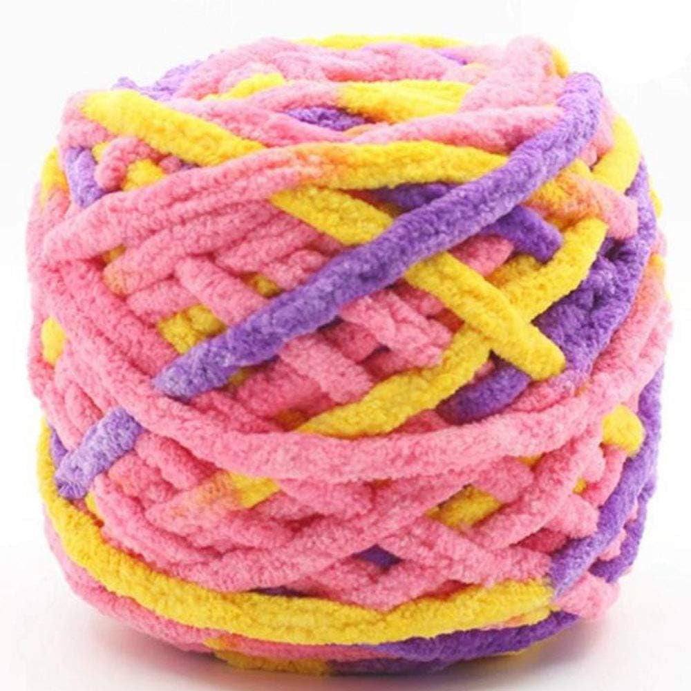 HOMBYS 6 Pack Velvet Baby Blanket Yarn for Crocheting, Super Bulky Tie Dyed  Soft Chenille Rainbow Yarn for Knitting,Weaving DIY Craft,Toy Doll,Pink