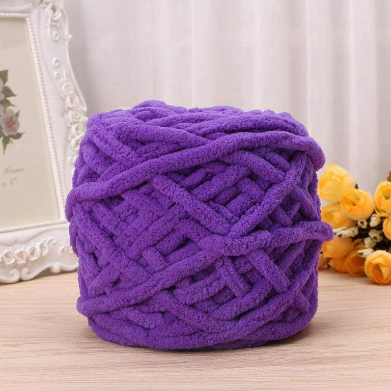 Chunky Knit Chenille Yarn Soft Velvet Yarn Crochet Knitting Blanket Yarn DIY Craft for Knit Sweaters, Blankets, Shoes, Scarves, Clothes, Blue