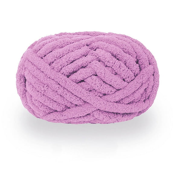 Chunky Knit Chenille Yarn for Hand Knitting Blankets, Super Soft Big Jumbo Blanket Yarn (Purple)