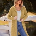 thumbnail image 1 of Chunky Knit Hooded Cardigan, Oversized Cable-Knit Coat, Winter Sweater Jacket Yellow L , Coat, 1 of 5