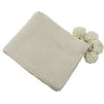 thumbnail image 1 of Chunky Knit Pom Pom Design Solid Color Throw Blanket - 2 Colors (Natural, 50"x60" Throw Blanket), 1 of 4
