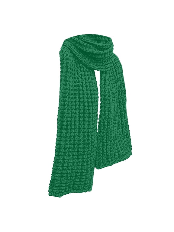 Chunky Knit Scarf for Women and Men,Extra Long Thick Winter Scarf for Couples,Oversized Warm Knitted Wrap,Soft Yarn Cold Weather Scarf for Autumn and Winter Season, Labeled Fashion Scarf Green