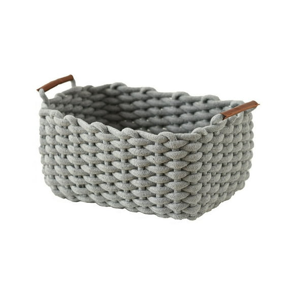 Chunky Knit Storage Basket | Woven Rope Storage Box for Bedside Organization | Desktop Snack & Sundries Basket | College Dorm Essentials