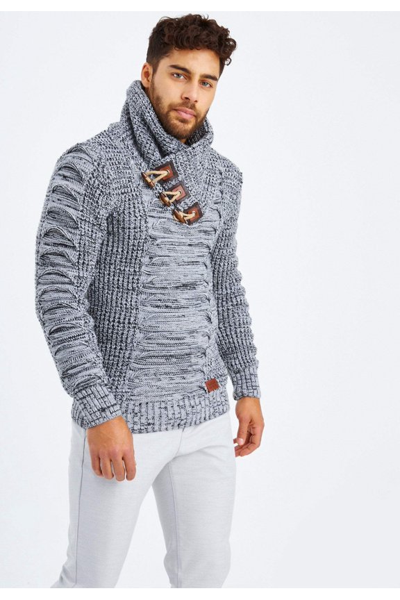 Chunky Knit Sweater With A Shawl Collar