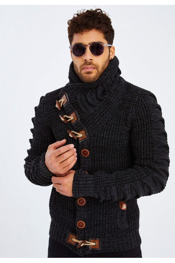 Chunky Knit Sweater With Shawl Collar