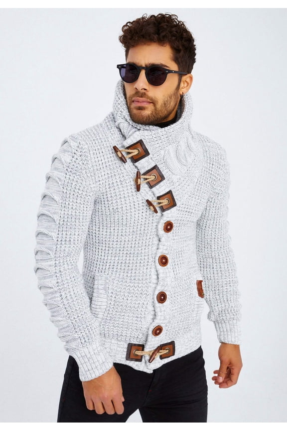 Chunky Knit Sweater With Shawl Collar