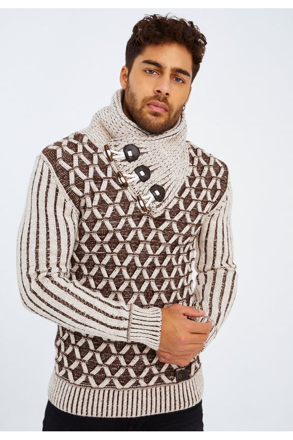 Chunky Knit Sweater With Shawl Collar