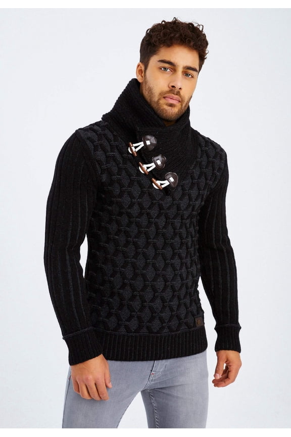 Chunky Knit Sweater With Shawl Collar