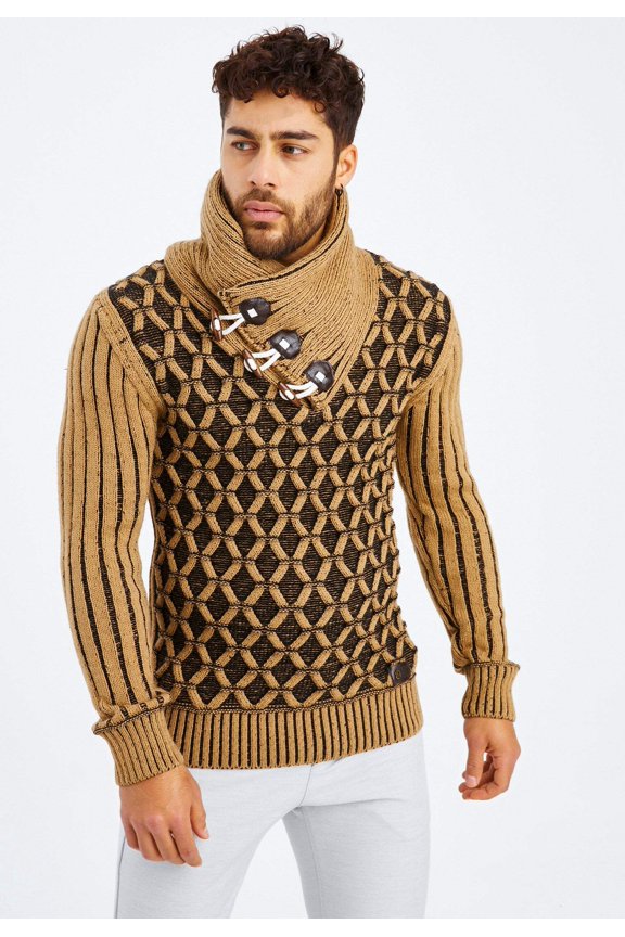 Chunky Knit Sweater With Shawl Collar