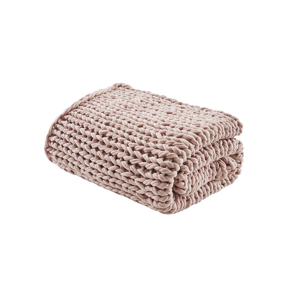 Blush 60"x50" Handmade Chunky Double-Knit Throw