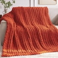 thumbnail image 1 of Chunky Knit Throw Blanket, 60''*80'' Knitted Throw Chenille Blankets for Bed Couch, Handmade Orange Crochet Blanket Big Thick Blanket, Machine Washable Cute Comfy Blanket for Home Decor, 1 of 15