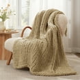 thumbnail image 1 of Chunky Knit Throw Blanket Chenille Reversible Bedding Blankets,Brown,40" X 50", 1 of 2