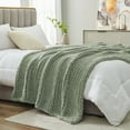 thumbnail image 1 of Chunky Knit Throw Blanket Chenille Reversible Bedding Blankets,Sage Green,40" X 50", 1 of 2