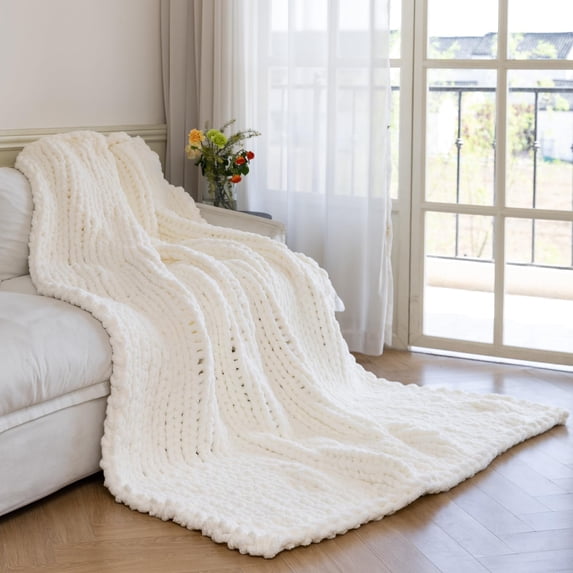 Prisma Soft Machine Chunky Knit Throw Blanket, Soft Chenille Hand Woven Thick Knitted ...