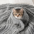 thumbnail image 1 of Chunky Knit Throw Blanket, Soft and Thick Chenille Throw Blanket, 50"x60" Handmade Cable Knit Crochet Blanket, Light Grey Knot Knitted Throw Blankets for Couch Sofa Bed Home Decor, Light Grey, 1 of 10