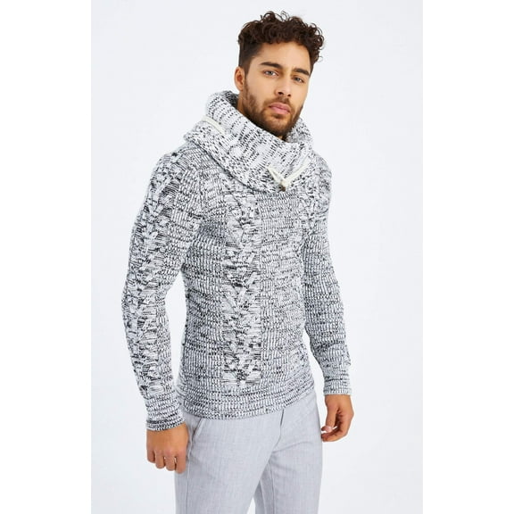 Chunky Knit Turtleneck Sweater - Ecru/Black