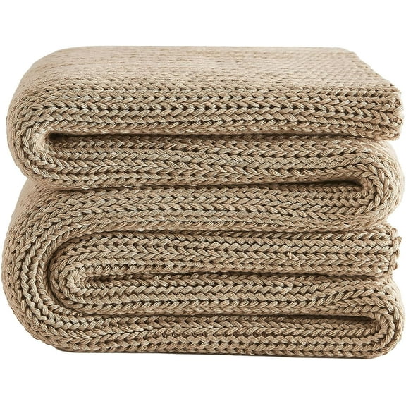 Chunky Knit Weighted Blanket 50"x60" 7lbs, Cooling Braided Yarn Heavy Throw for Adults, No Beads Evenly Weighted Machine Washable Blanket