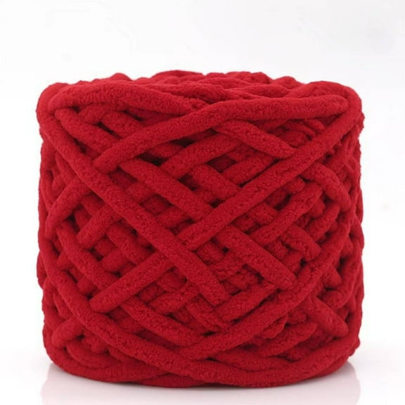 Chunky Knit Yarn – 7mm Diameter, 40yd Red Polyester for Blankets, Scarves & Crafts (1 Roll, Skin-Friendly)