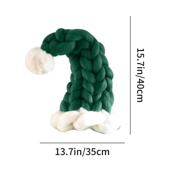 Chunky Knitted Christmas Hat Bottle Cover, Wool Holiday Decoration for Wine Bottles, Lollipop Toppers and Christmas Tree Ornaments, Festive Party Gift Accessories,Green