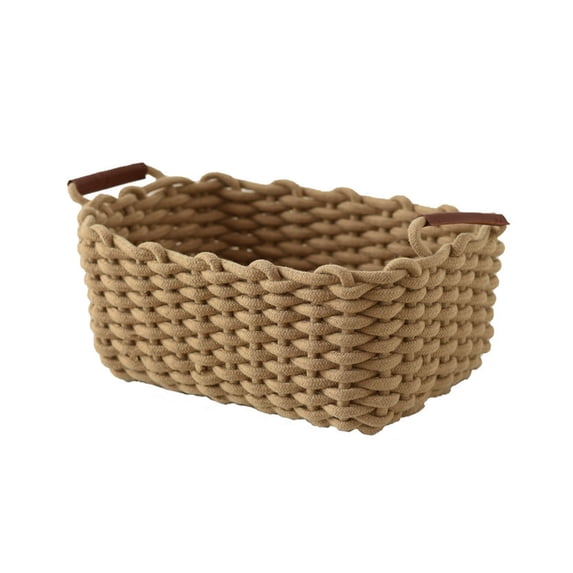 Chunky Knitted Storage Basket, Woven Rope Basket for Snacks and Sundries, Stylish Desktop Storage Box for Bedroom, Living Room, and Dorm Room Organization