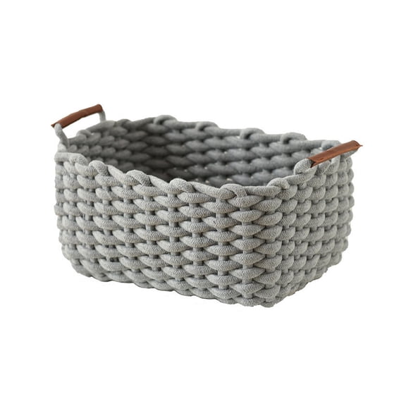 Chunky Knitted Storage Basket, Woven Rope Basket for Snacks and Sundries, Stylish Desktop Storage Box for Bedroom, Living Room, and Dorm Room Organization