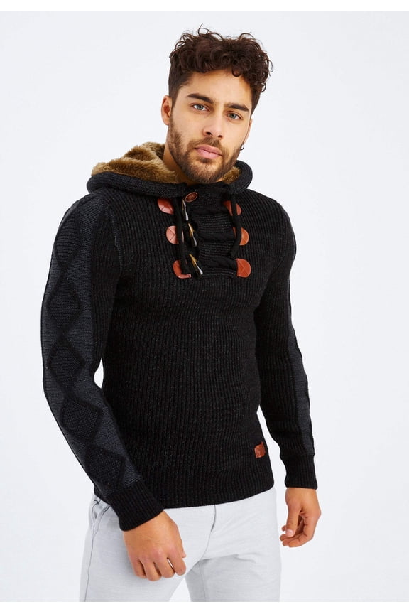 Chunky Knitted Sweater With Hood