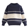 thumbnail image 1 of Chunky Knitted Sweaters for Girls Boys Long Sleeve Crewneck Sweatshirts Size 3-12 Tweens Casual Color Block Stretchy Pullover Thermal Warm Tops, 1 of 3