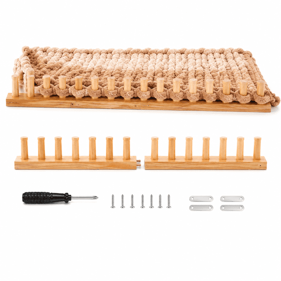 Chunky Knitting Loom for Blanket Making, 46 Inch Adjustable Chunky Blanket Loom Kit, Portable Hand Weaving Loom for Thick Blankets, Wood Frame with Pegs, Knitting Loom for Home Craft Studio
