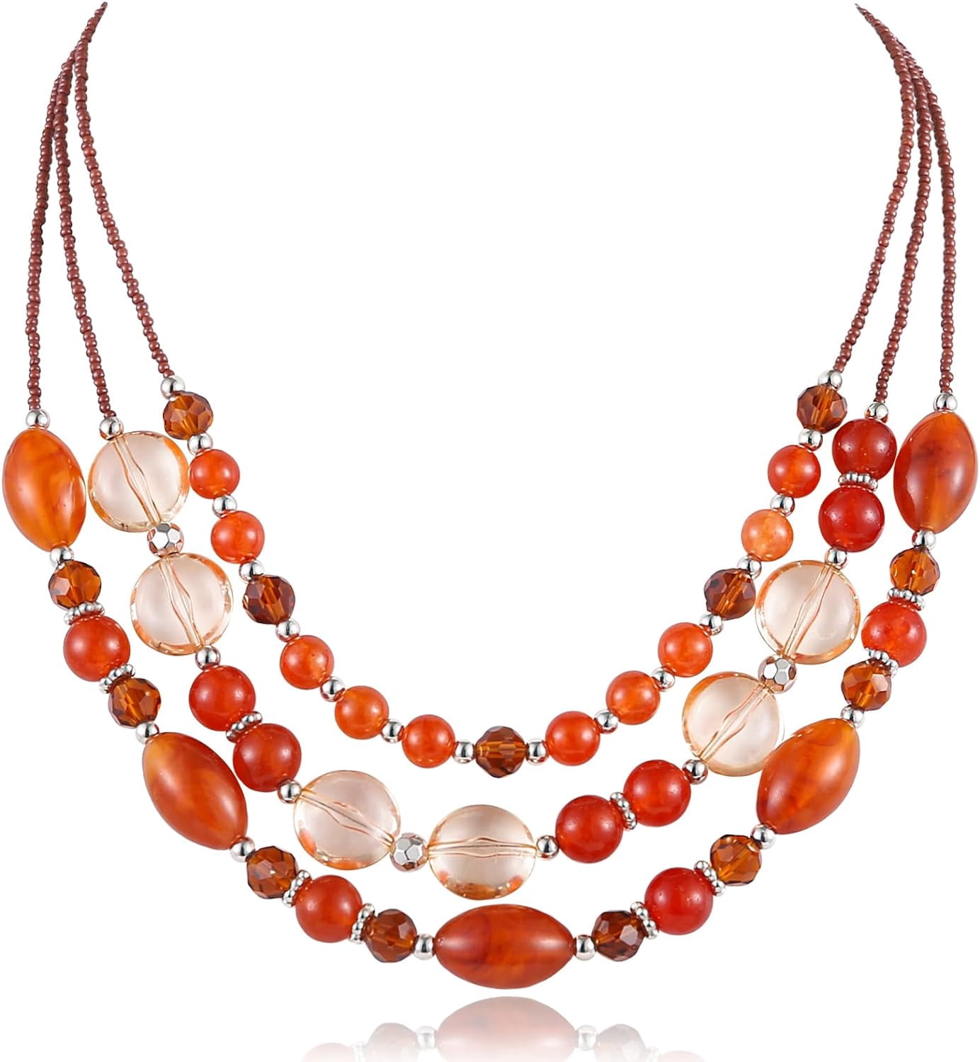 Chunky Layered Beaded Necklaces for Women Multi Strand Statement
