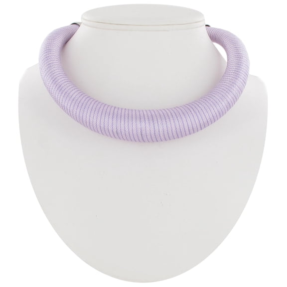 Chunky Light Pastel Purple Thread Wrapped Torque Womens Cuff Choker Necklace