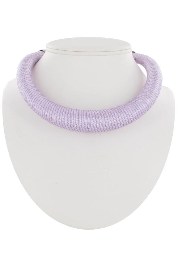Chunky Light Pastel Purple Thread Wrapped Torque Womens Cuff Choker Necklace