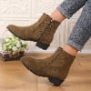 thumbnail image 1 of Chunky Low Heel Ankle Boots – Pointed Toe with Side Zipper, 1 of 6
