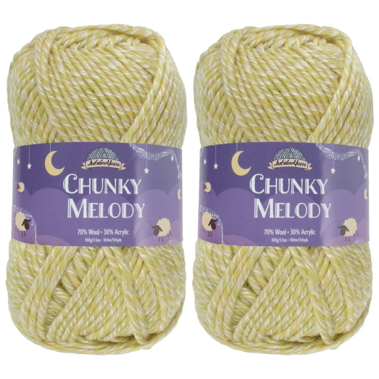 Chunky Melody Medium Weight Yarn - Baby Key Lime - 70% Wool 30% Acrylic  Blend - 100g/skein - 2 Skeins
