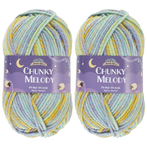 JubileeYarn Chunky Melody Yarn - 100g/Skein Bulky Wool Blend - Galapagos - 2 Skeins