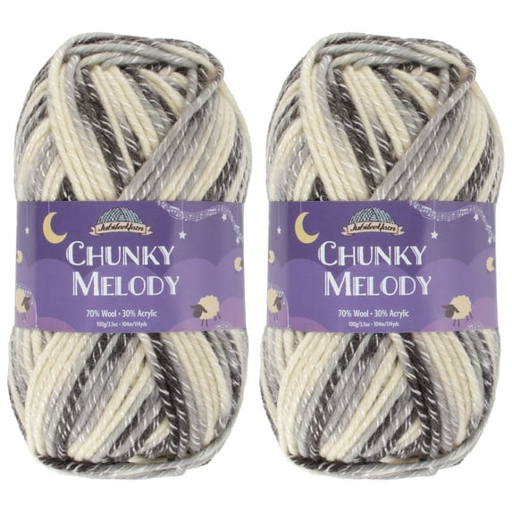 JubileeYarn Chunky Melody Yarn - 100g/Skein Bulky Wool Blend - Jump Rope - 2 Skeins