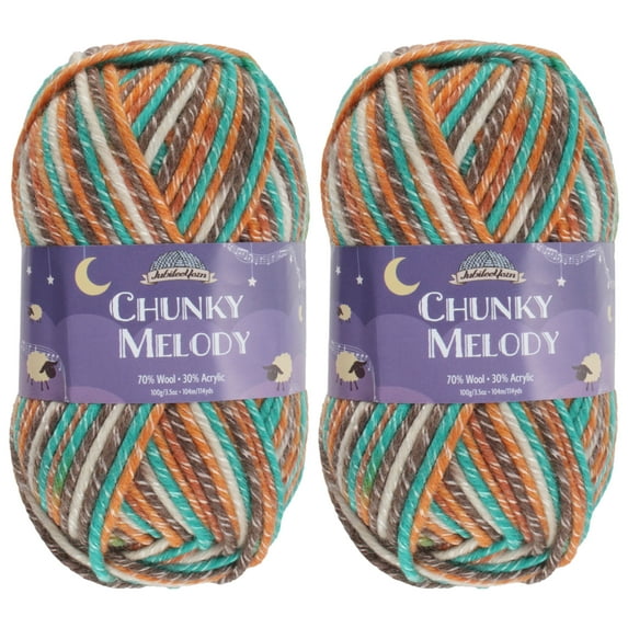 JubileeYarn Chunky Melody Yarn - 100g/Skein Bulky Wool Blend - Rustic Teal - 2 Skeins
