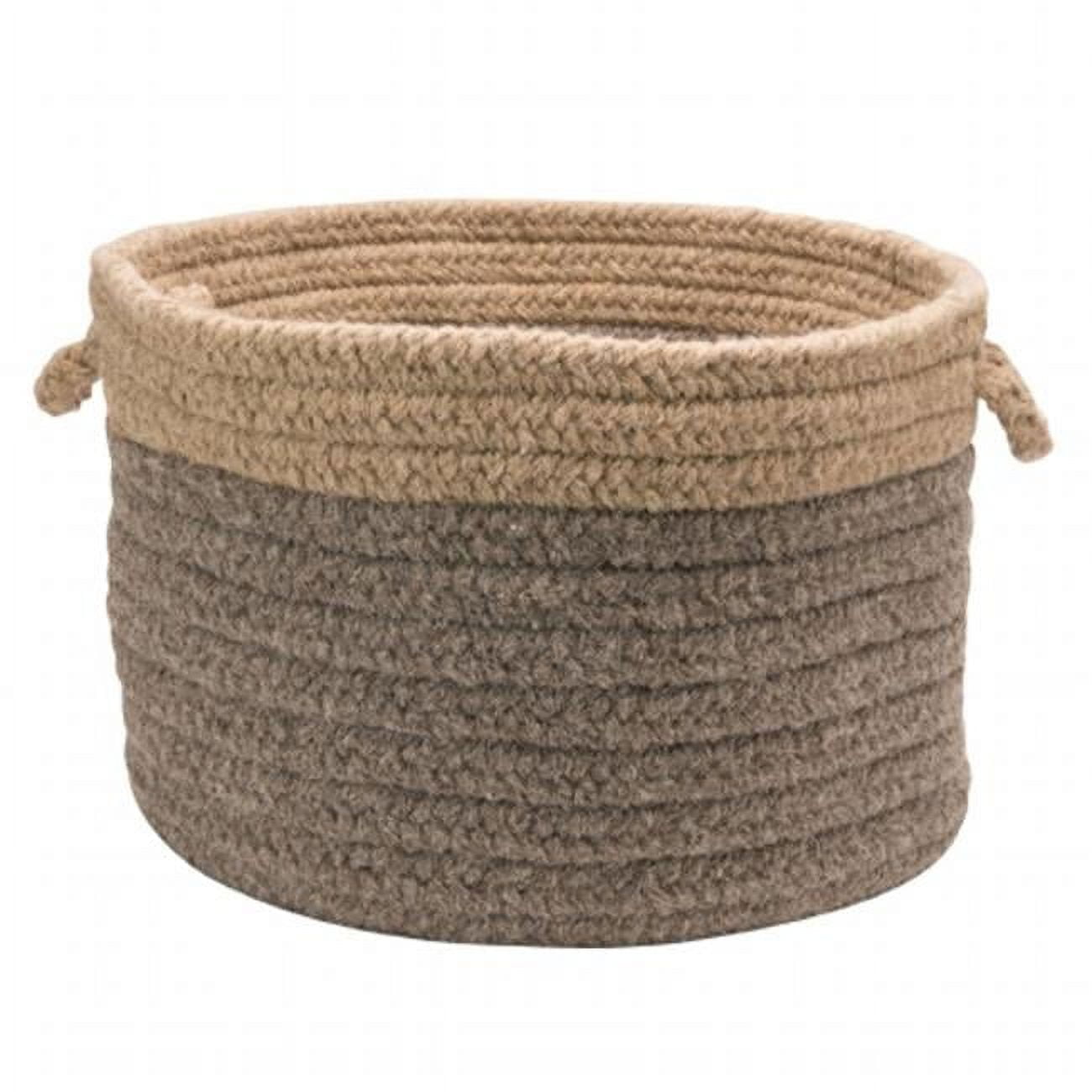 Braided Wool Dual-Tone Round Storage Basket 18"x12"