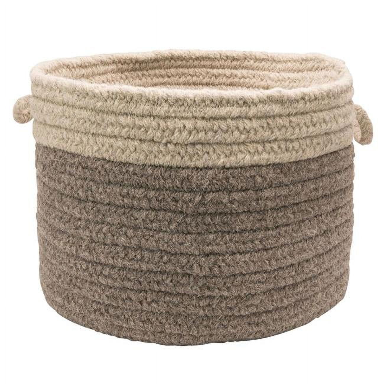 Dark Gray and Light Gray Wool Braided Storage Basket