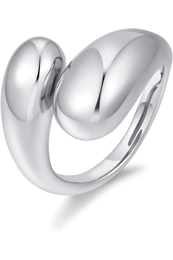 Chunky Open Rings for Women Gold Silver Adjustable Dome Teardrop Rings Bold Thick Statement Rings Simple Stackable Band Rings