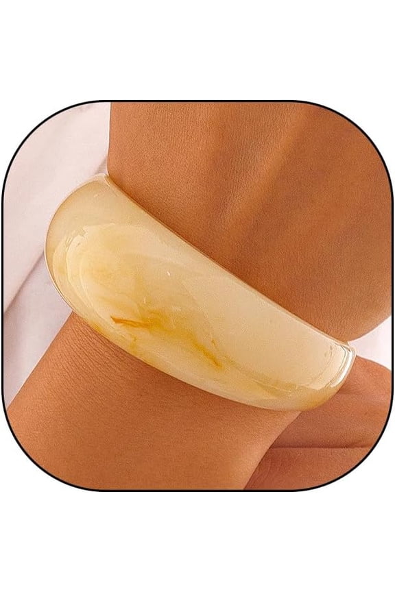 Chunky Orange Acrylic Bangle Bracelet Irregular Acrylic Resin Open Bangle Wide Circle Geometric Wristbands Jewelry Accessory Presents for Women Wife