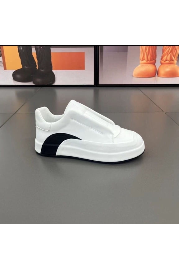 Chunky Platform Hook-and-Loop Shoes Casual Trendy Dress Sneakers for Men Black White